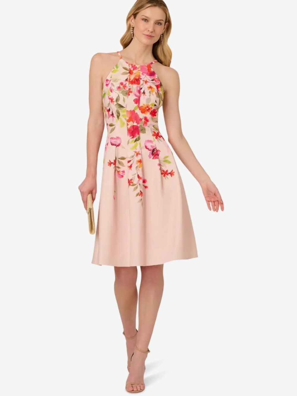 NWT Adrianna Papell Floral Border Short Dress Sz 4